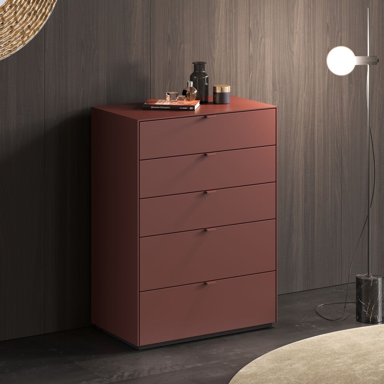 Мінімалістичний комод Folio DV у червоному кольорі