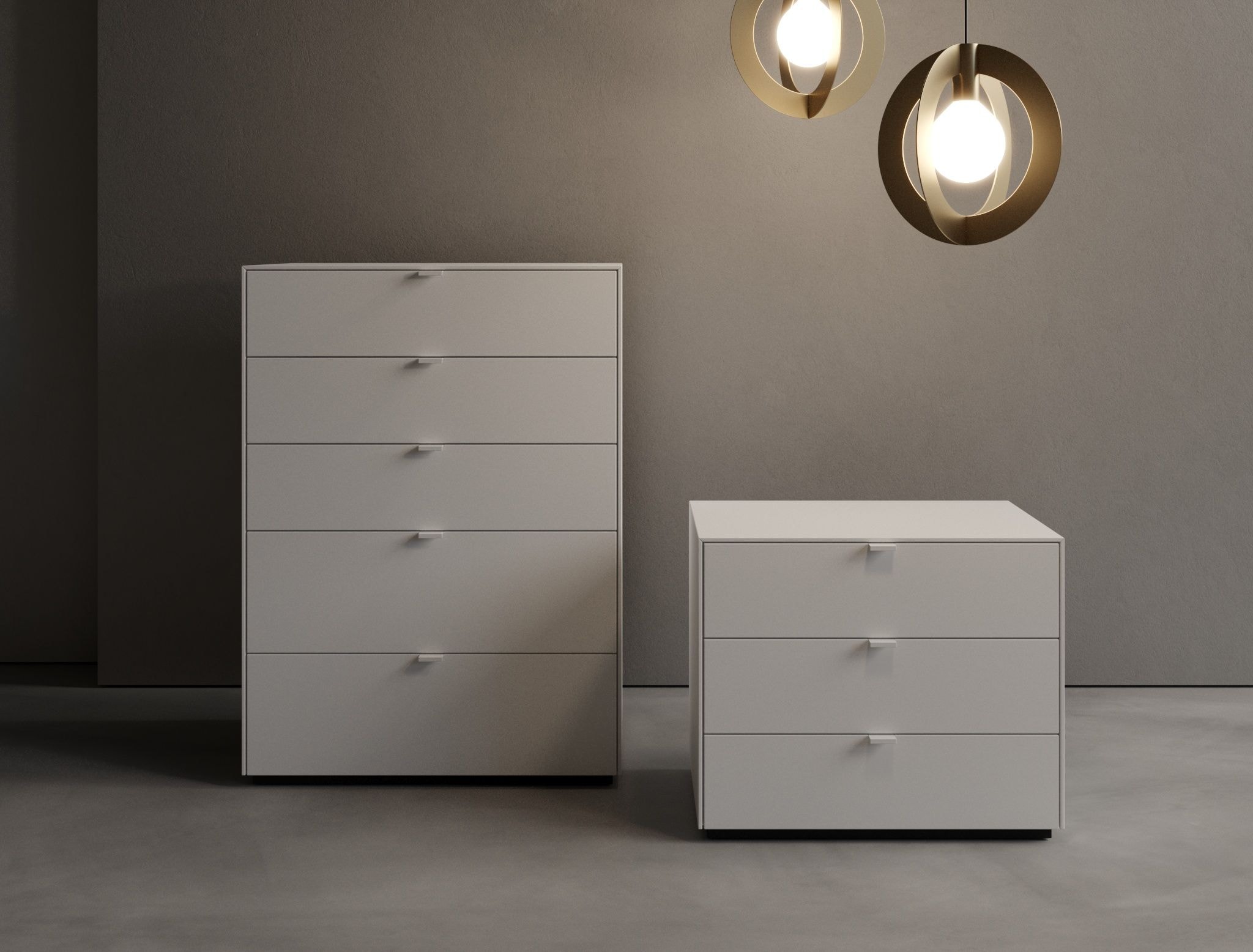 Вертикальний комод із шухлядами Folio DV і приліжкова тумба Folio D2