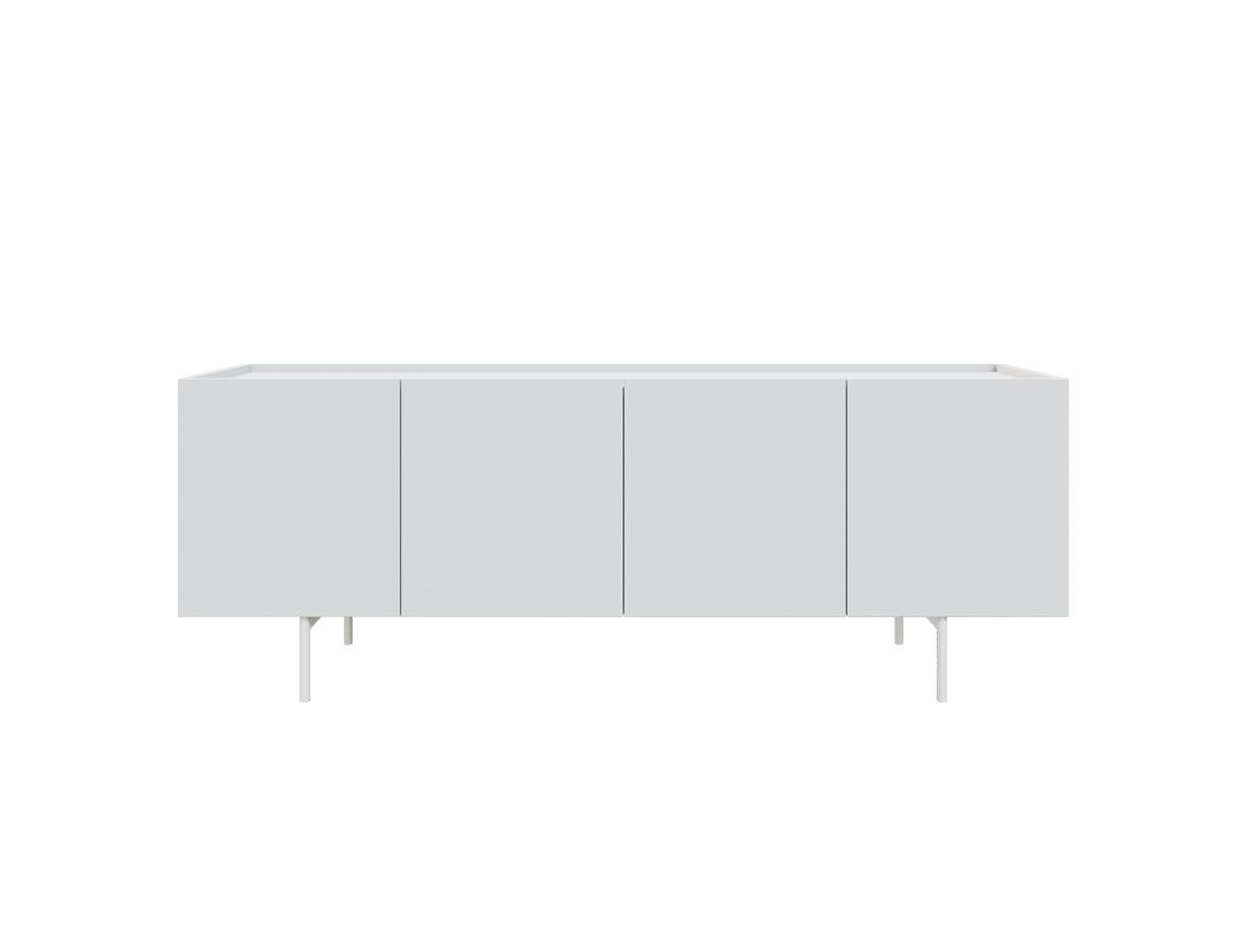 White designer cabinet on legs in a minimalist style White designer cabinet on legs in a minimalist style